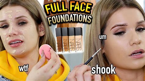 FULL FACE USING ONLY FOUNDATIONS Makeup Challenge 10 SHADES YouTube