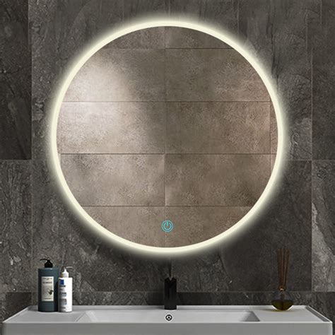 24 Inch Bathroom LED Round Mirror Anti Fog Circle Wall Mounted Mirror