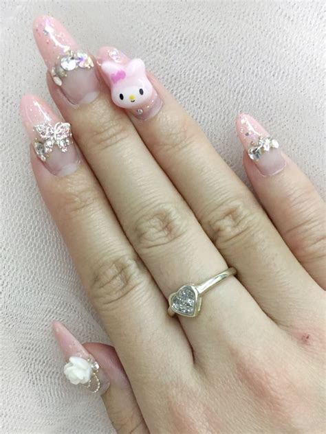 Hello My Melody Glitter Gel Nails Kawaii Nails Super Cute Nails