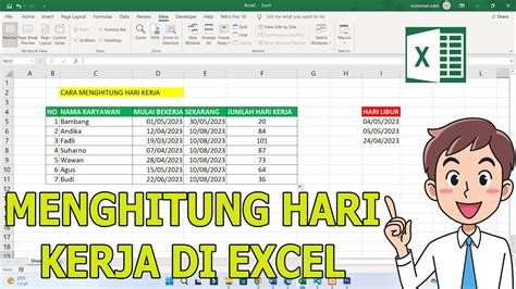 Cara Menghitung Jumlah Hari Kerja Karyawan Di Ms Excel Youtube