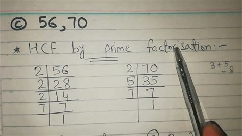 Hcf Of 56 70 By Prime Factorisation Method How To Find Hcf By