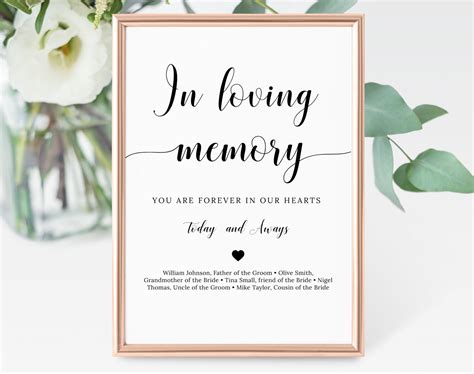 In Loving Memory Wedding Sign Printable | FREE Printable HQ
