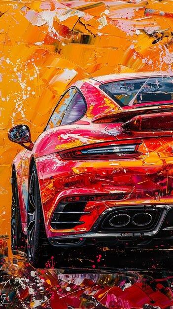 Premium Photo Modern Abstract Acrylic Painting Of Porsche Turbo S