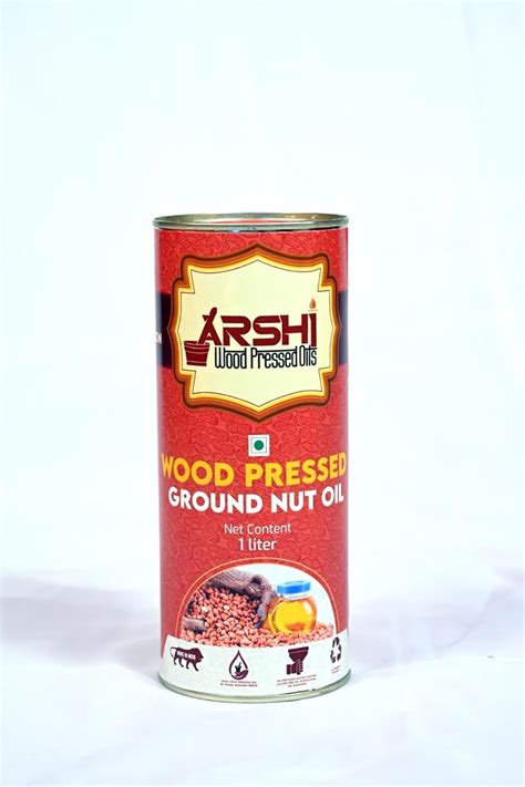 Arshi Wood Pressed Oils Wood Pressed Groundnut Oil 1 Litre Tin Bottle