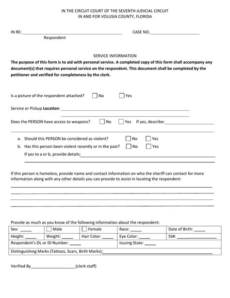 Volusia County Florida Baker Act Service Form Fill Out Sign Online