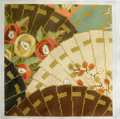 Handpainted Needlepoint Canvas Asian Fans By Sophia Needlepoint