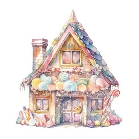 Premium AI Image | There is a watercolor drawing of a house with candy and candies generative ai