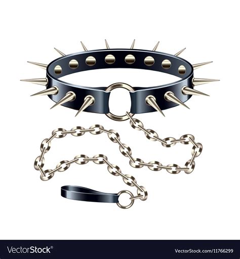 Collar with spikes on chain isolated Royalty Free Vector