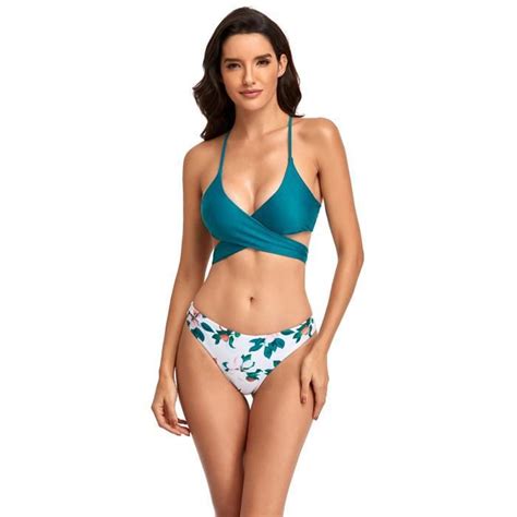 Maillot De Bain Pi Ces Femme Bikini Push Up Sling R Glable Chris Cross Bandage Bikini De Plage