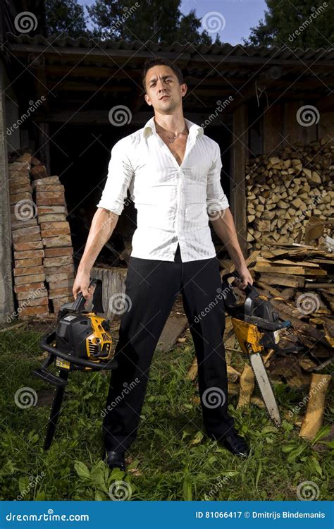 Man With Chainsaw Stock Image Image Of Male Person 81066417