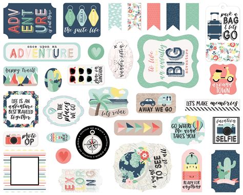 Echo Park Cardstock Ephemera 33pkg Icons Away We Go 793888017764