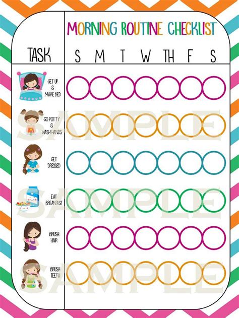 Printable Morning Routine Checklist Girl Kids Routine Chart