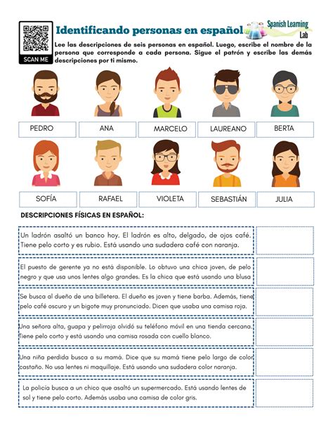 Identifying People in Spanish - PDF Worksheet - SpanishLearningLab