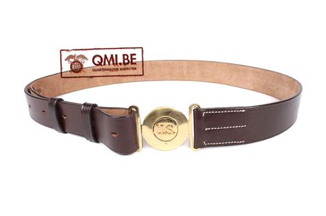 officers leather garrison belt  brass  buckle