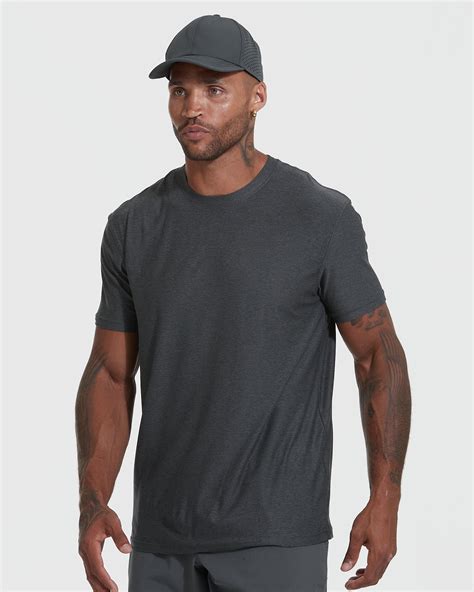 Charcoal Heather Gray Active Crew Neck T Shirt Mens Active Charcoal