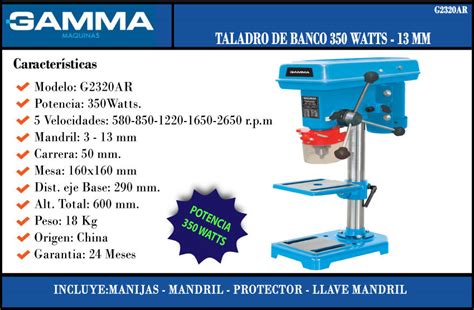 Gamma Taladro De Banco Mm W Ap Rpm Centro De Materiales