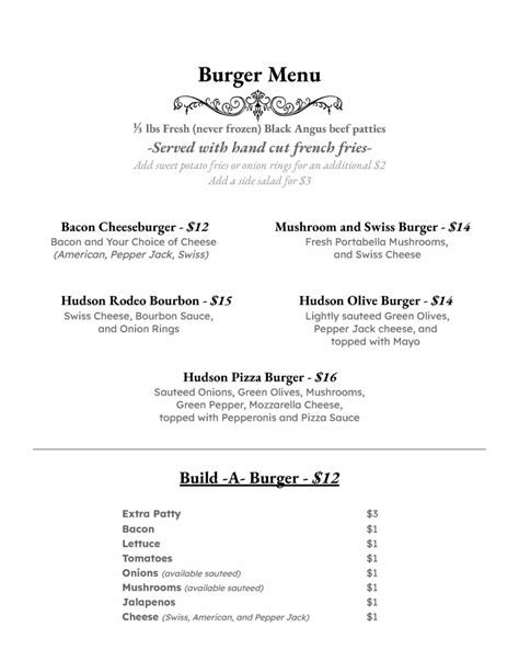 Menu - Hudson Inn, Morris, MN