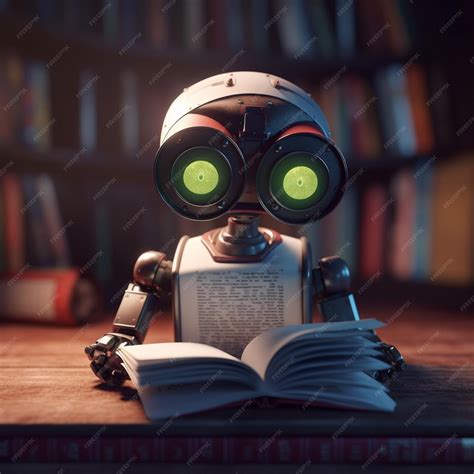 premium ai image  robot reading  book