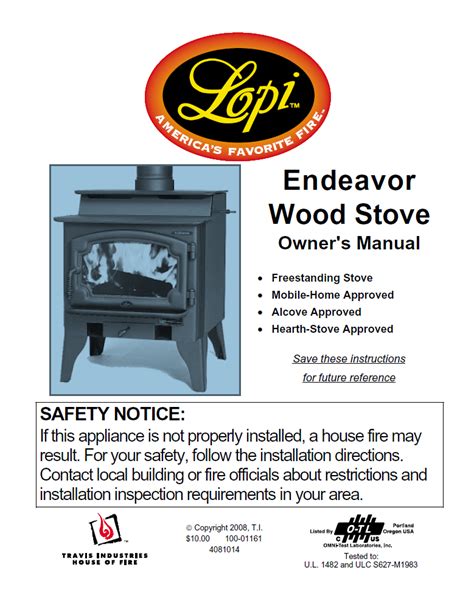 Lopi Endeavor FS User Manual - Wood_LEFSWS – WoodHeatStoves.com