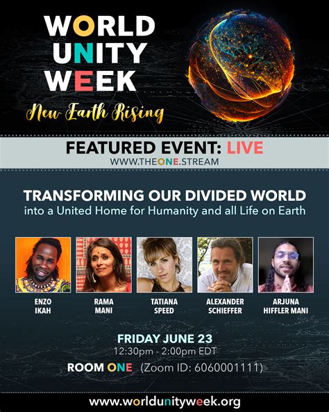 Featured Event Transforming Our Divided World Into A United Home For