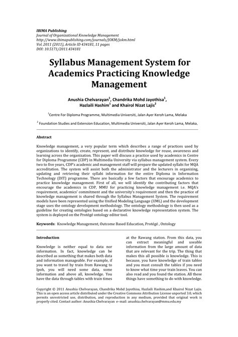 Pdf Syllabus Management System For Academics Practicing Knowledge