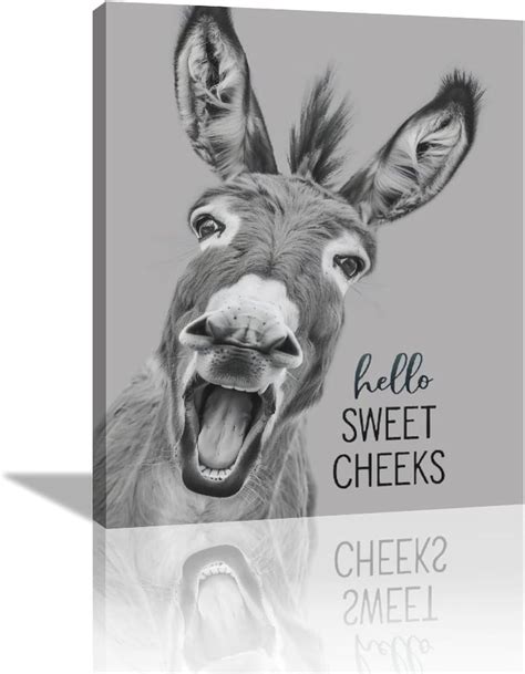 Aazaqtin Farmhouse Donkey Bathroom Wall Art Funny Donkey Poster