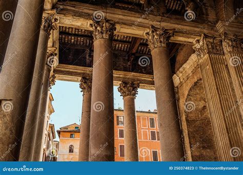 Rome The Portico Of The Pantheon Stock Image Image Of Pantheon