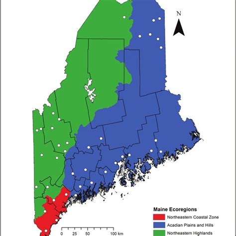 Locations Of 40 Survey Sites In Maine S Three Major Ecoregions Level