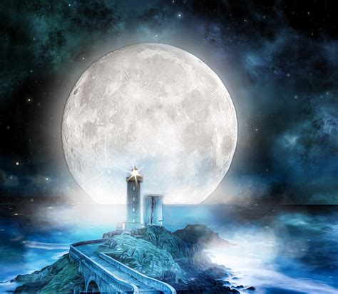 Download Lighthouse, Moon, Ocean. Royalty-Free Stock Illustration Image ...