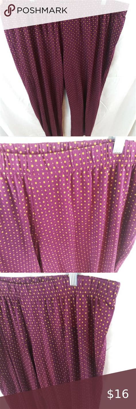 Cacique From Lane Bryant Wine And Gold Polka Dot Elastic Waist Lounge