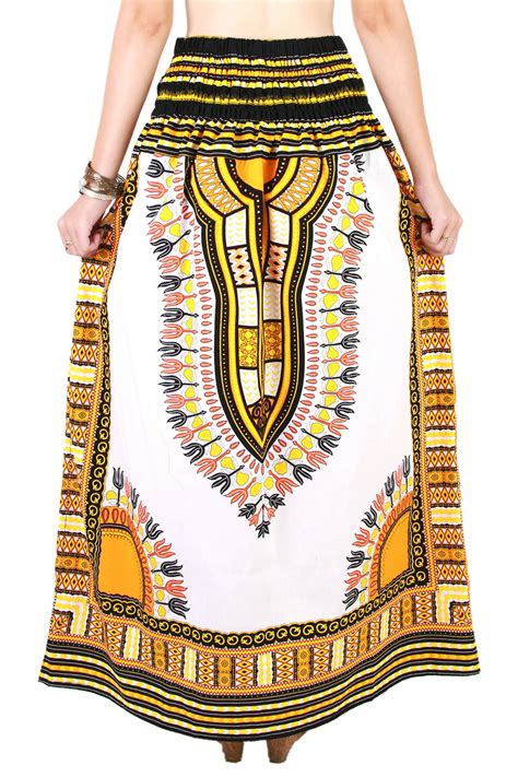 White And Yellow African Dashiki Skirt For Women Dashiki Shirt African