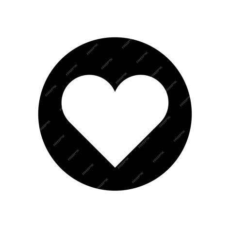 Premium Vector | Black round with a white heart icon white heart symbol