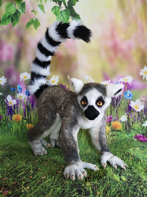 Realistic Soft And Plush Toy Stuffed The Ring Tailed Lemur Etsy