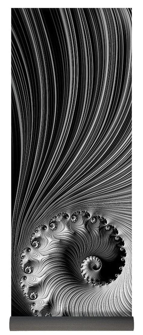 Fractal Spiral With Stripes Black And White Yoga Mat By Matthias Hauser