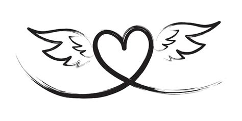 Premium Vector Hand Drawn Heart With Wings On White Background