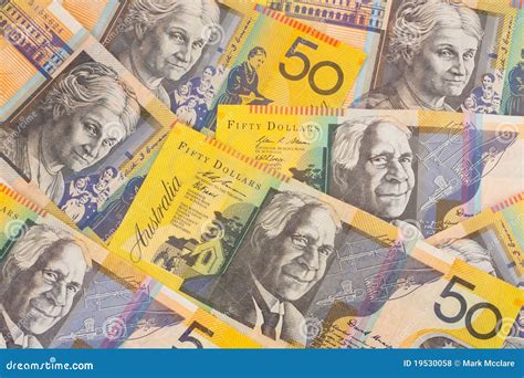 Australian Currency 50 Banknotes Background Stock Photo Image Of