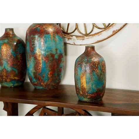 Litton Lane 12 In Multi Colored Distressed Ceramic Decorative Vase