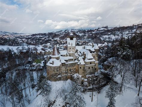 Premium Photo The Snow Covered Medieval Castle Of Bran Known For The