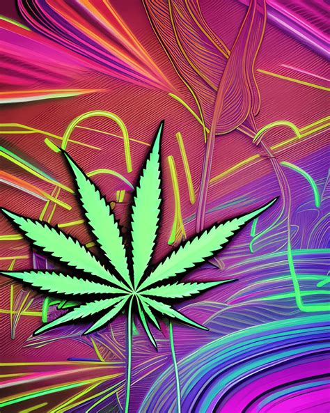 Abstract Neon Art Marijuana Leaf · Creative Fabrica