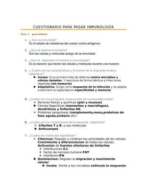 Inmuno Parcial Repaso Inmunolog A Er Parcial C Lulas Del