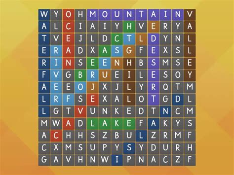 Geographical Features Wordsearch