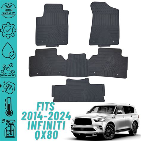 Floor Mats For Infiniti Qx80 2014 2024 Heavy Duty All Weather Liner 3 Row Set For Sale Emgcartech