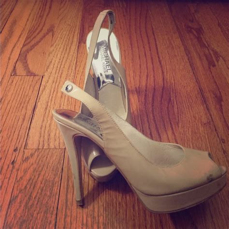 MICHAEL Michael Kors Shoes Michael Kors Nude Patent Platform Peep Toe Heels Poshmark