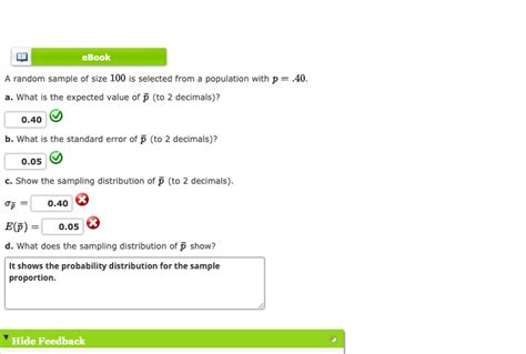 Solved EBook A Random Sample Of Size 100 Is Selected From A Chegg