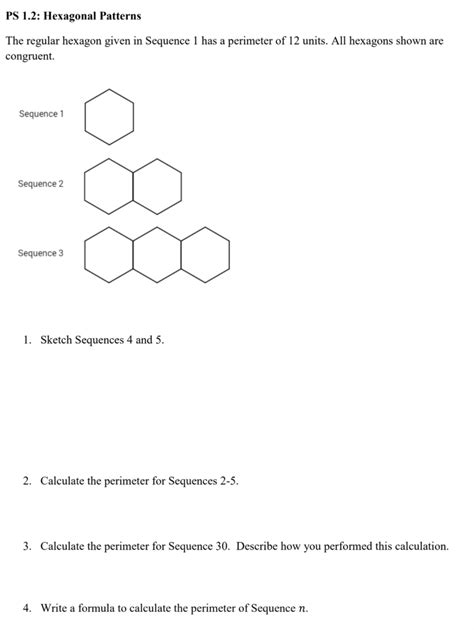 Solved PS 1.2: Hexagonal Patterns The regular hexagon given | Chegg.com