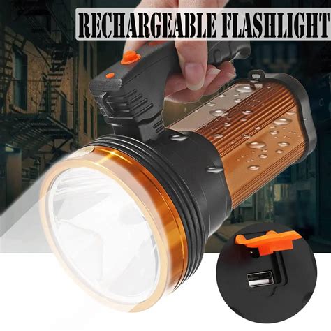 Portable Spotlight Lantern Led Searchlight Rechargeable Handheld High