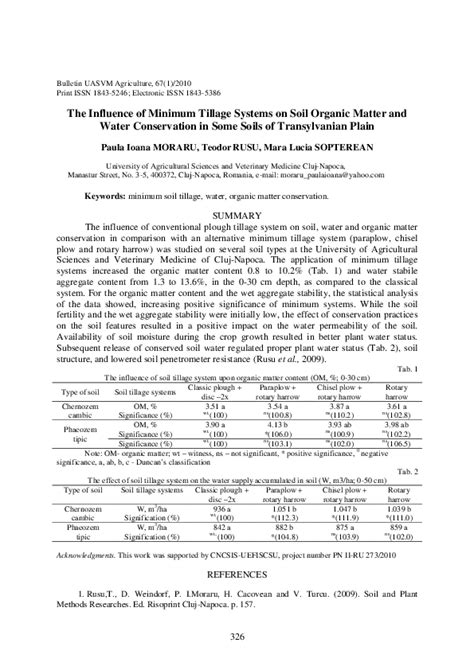 (PDF) The influence of minimum tillage systems on soil organic matter and water conservation in ...