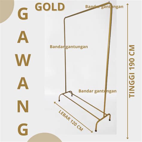 Jual Rak Gawang Baju Gold Gamis Tinggi Kuat Stand Hanger Emas Gold