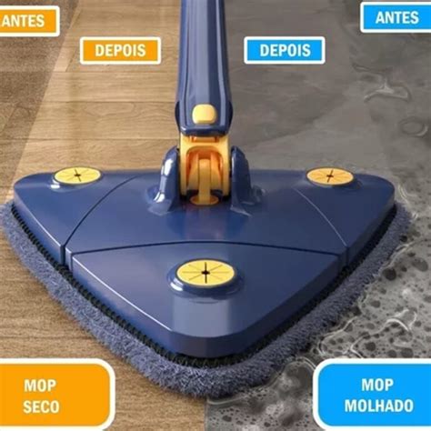 Esfregão Mop De Limpeza Triangular Ajustável Giratório 360 Utimix