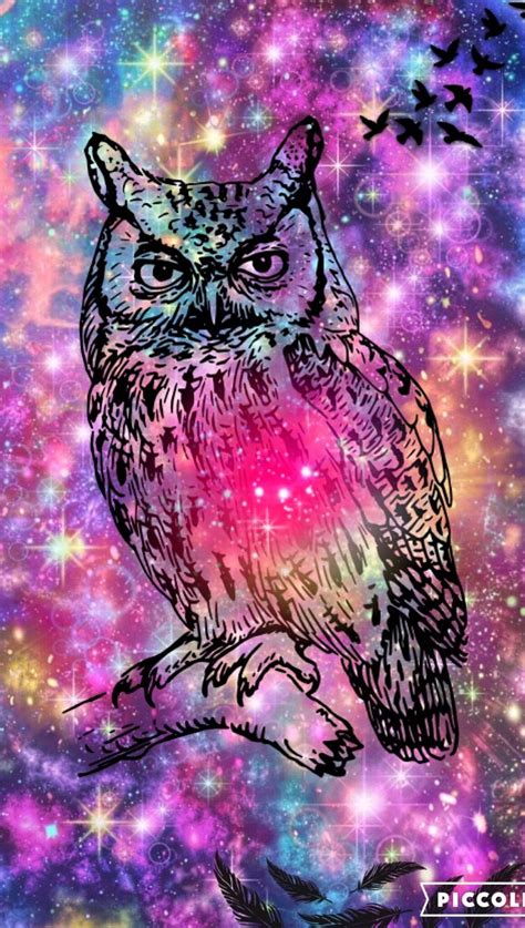 Owl Colorful Galaxy Broken Screen Wallpaper Galaxy Wallpaper Phone